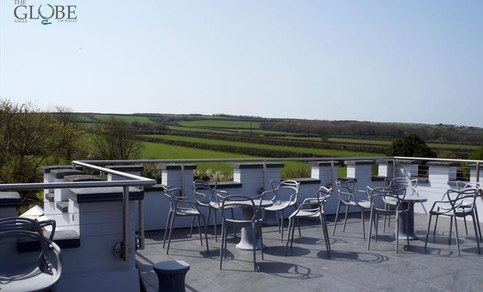 The roof terrace - amazing country and sea views